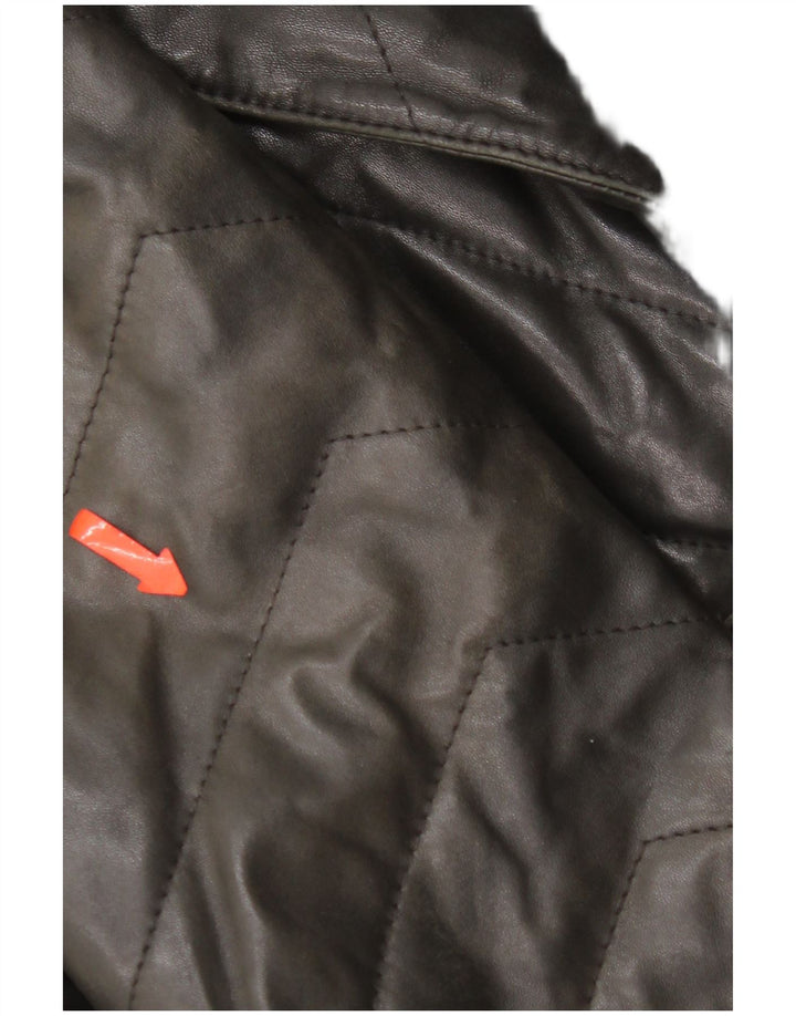 Vintage Womens Leather Coat UK 14 Medium Black Leather