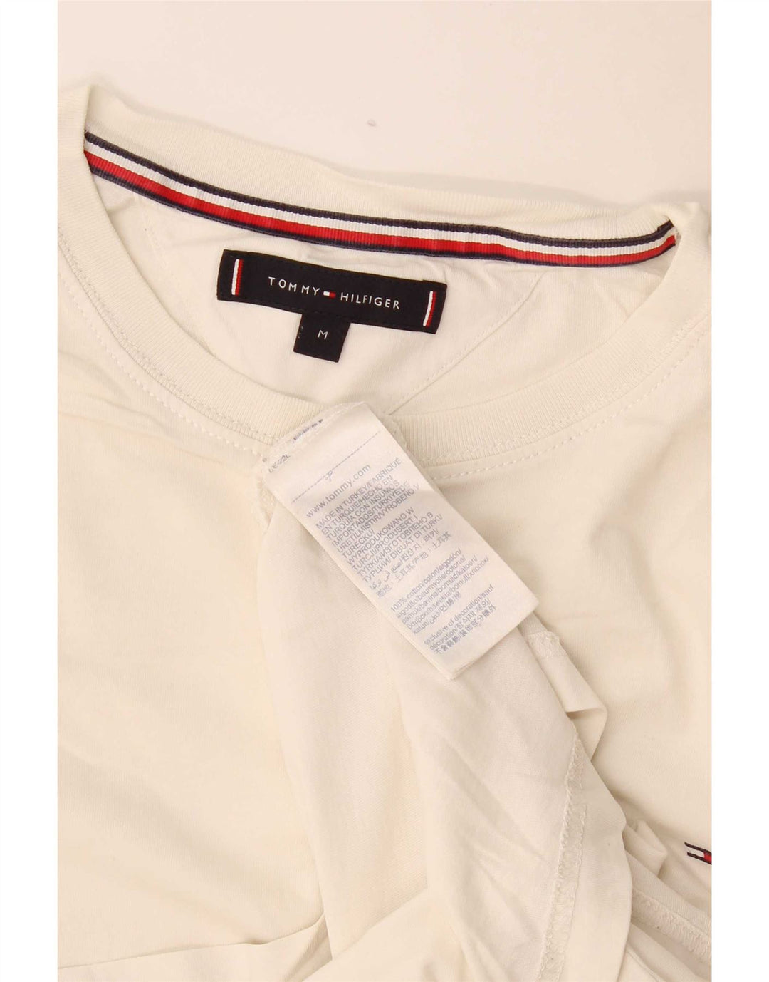 Tommy Hilfiger Mens T-Shirt Top Medium White Cotton