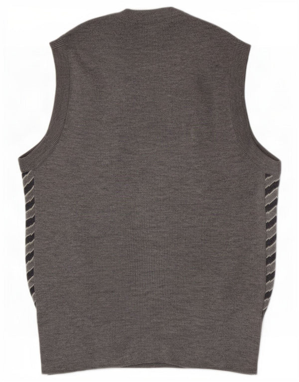 Vintage Womens Vest Tank Top UK 10 Small Grey Striped