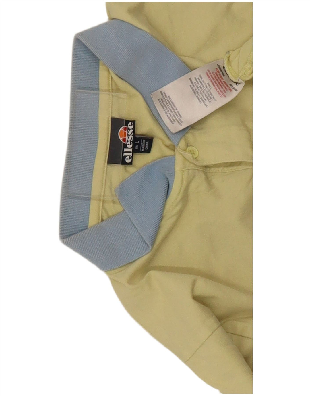 Ellesse Mens Polo Shirt Large Yellow Colourblock Cotton