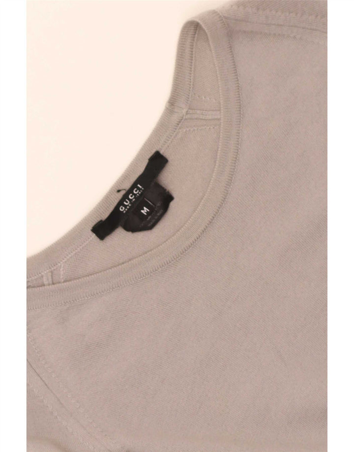 Gucci Womens Boat Neck Jumper Sweater UK 12 Medium Grey Wool