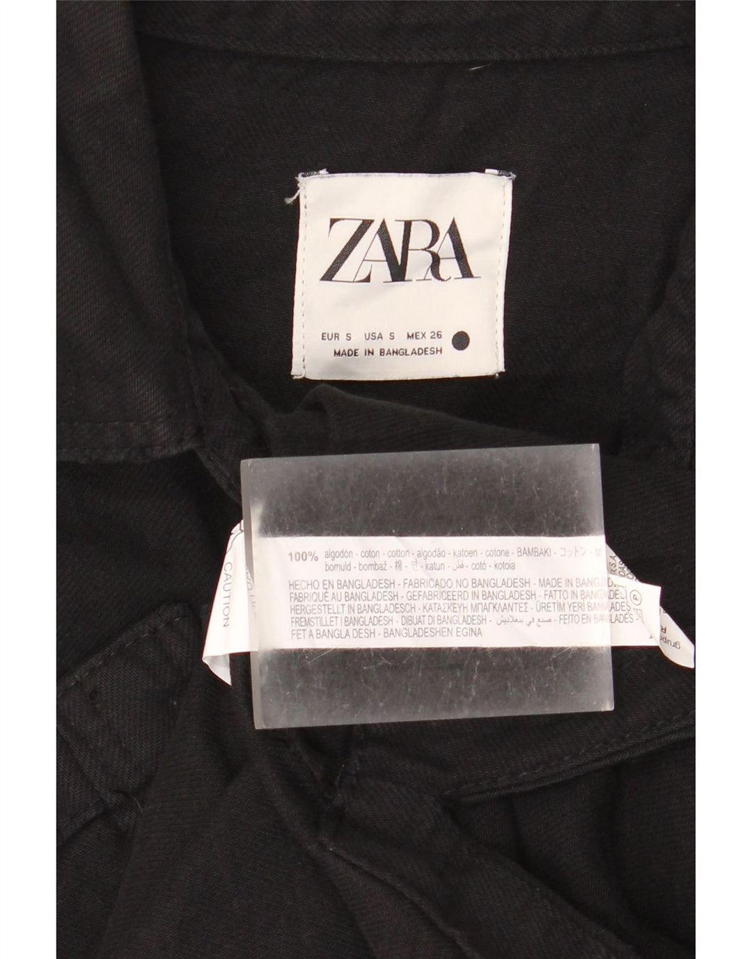 Zara Womens Oversized Denim Shirt UK 10 Small Black Cotton