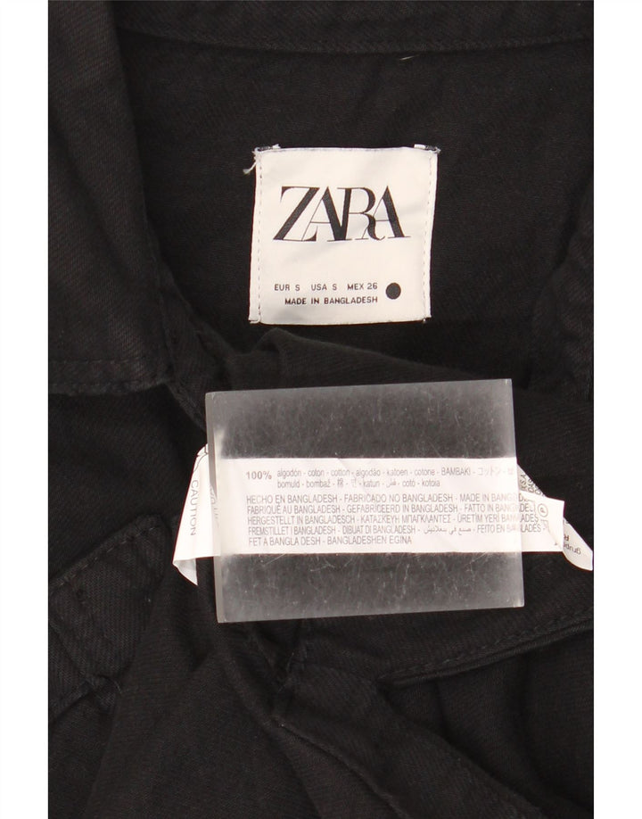 Zara Womens Oversized Denim Shirt UK 10 Small Black Cotton
