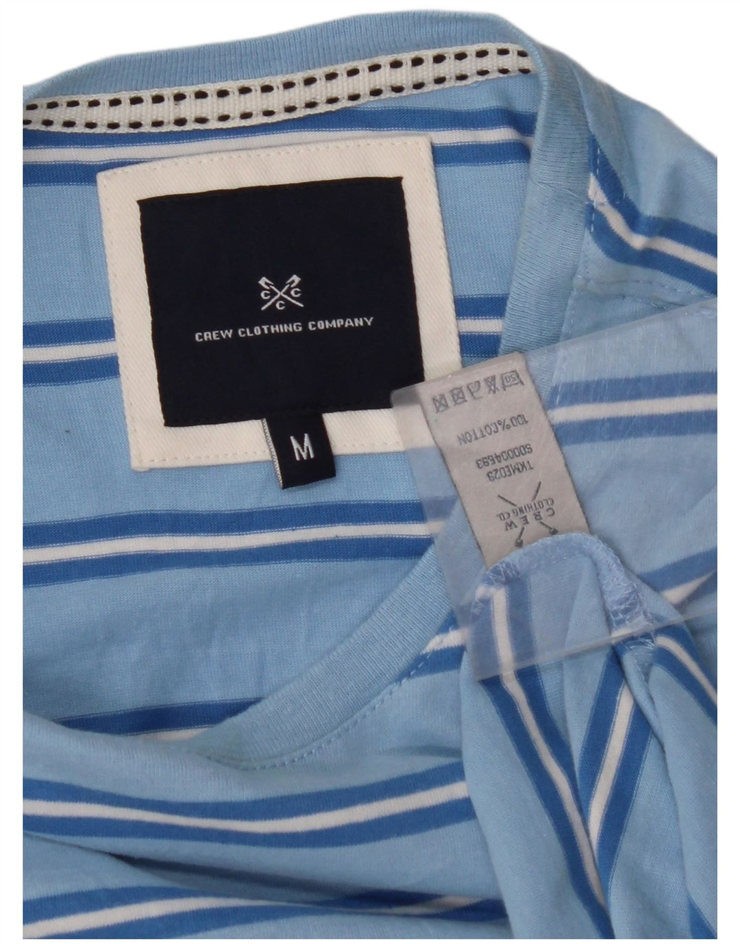 CREW CLOTHING Mens T-Shirt Top Medium Blue Striped Cotton
