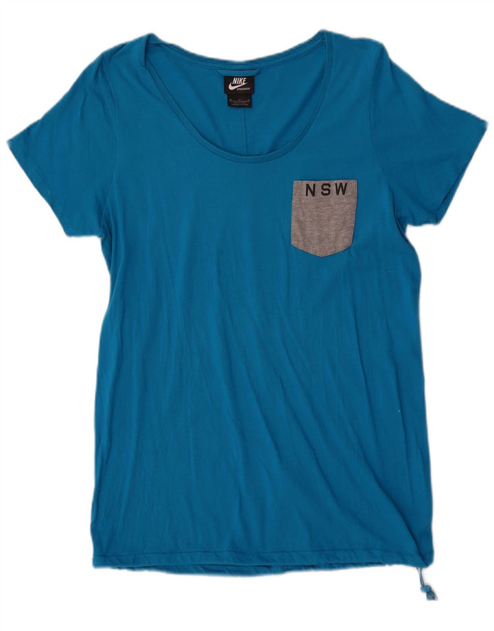 Nike Womens T-Shirt Top UK 14 Medium Blue Cotton