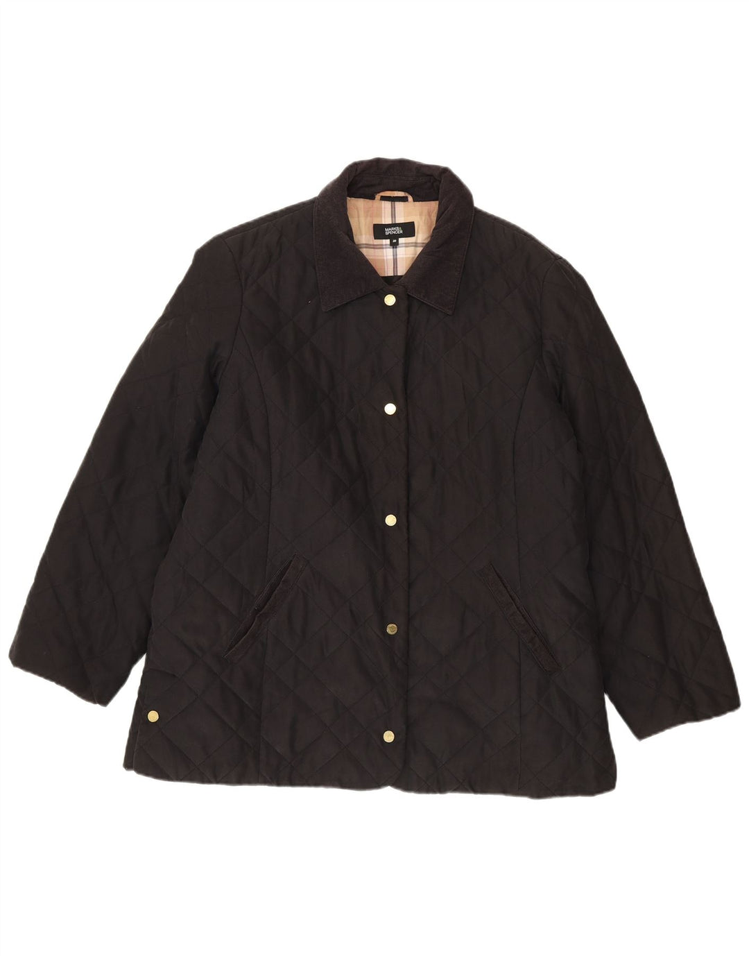 Marks & Spencer Womens Quilted Jacket UK 20 2XL Black Polyester