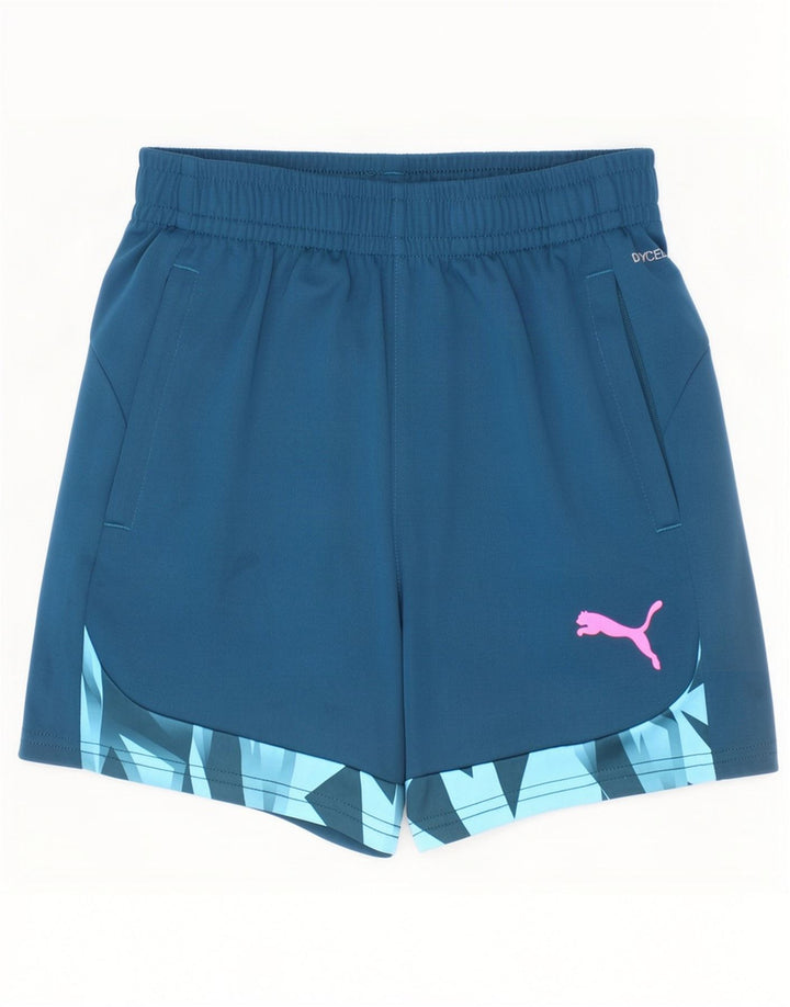 Puma Boys Sport Shorts 9-10 Years Blue Geometric Polyester