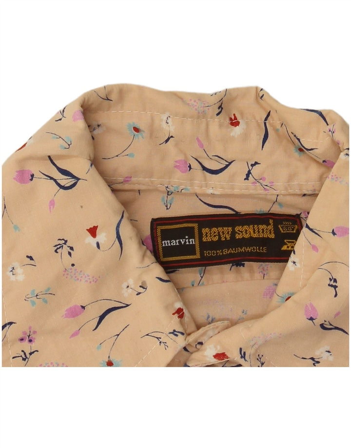 Marvin Mens Shirt Medium Beige Floral Cotton
