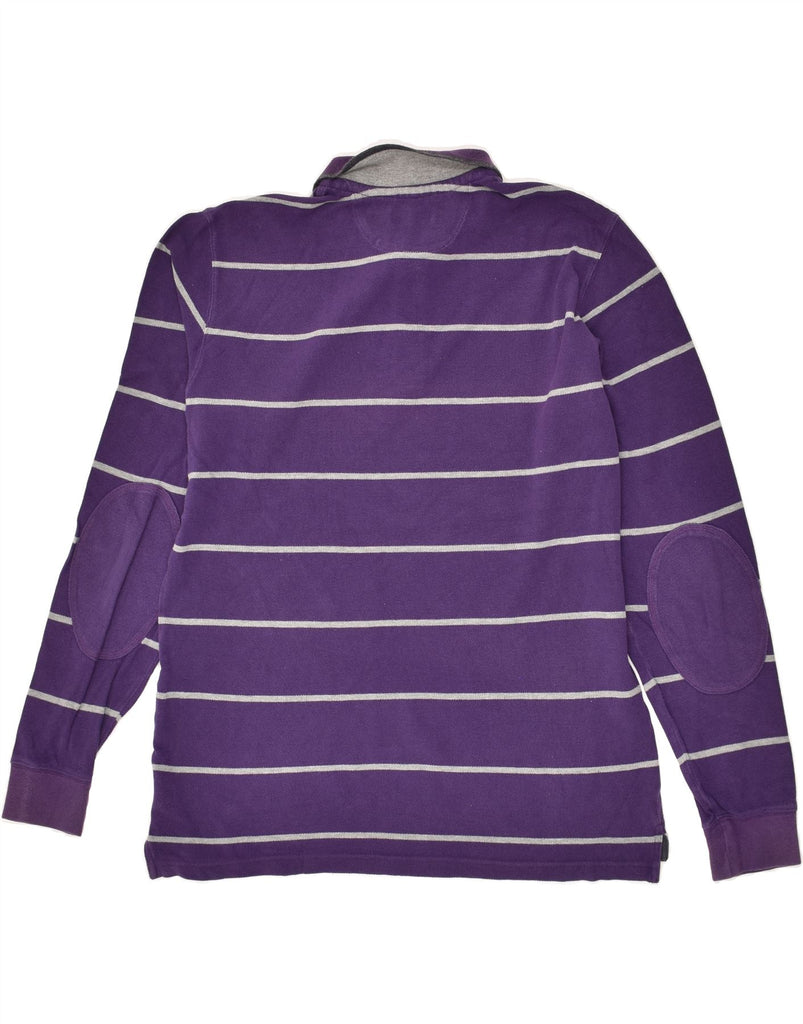 MASSIMO DUTTI Mens Long Sleeve Polo Shirt Medium Purple Striped Cotton | Vintage Massimo Dutti | Thrift | Second-Hand Massimo Dutti | Used Clothing | Messina Hembry 