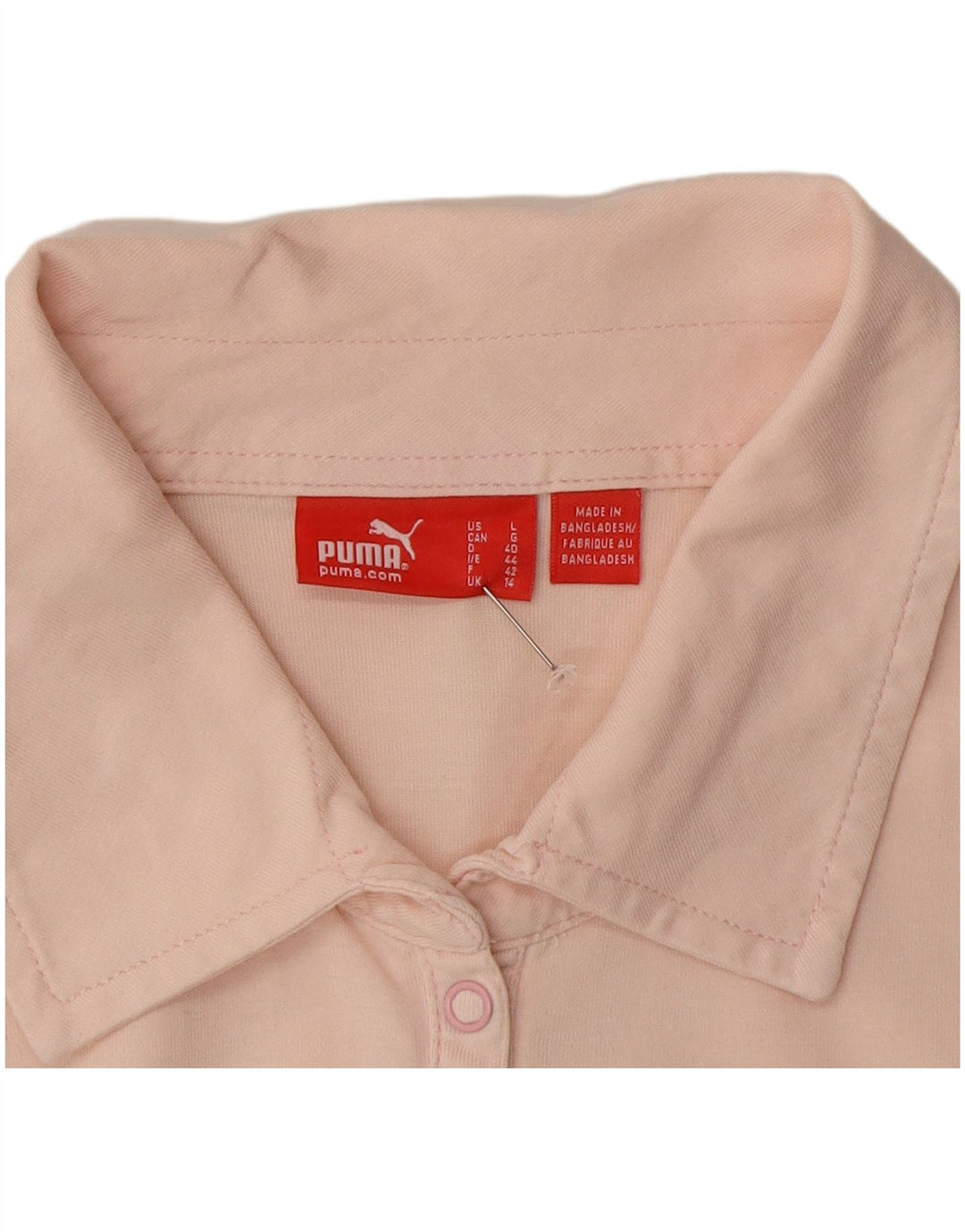 Puma Womens Long Sleeve Polo Shirt UK 14 Medium Pink