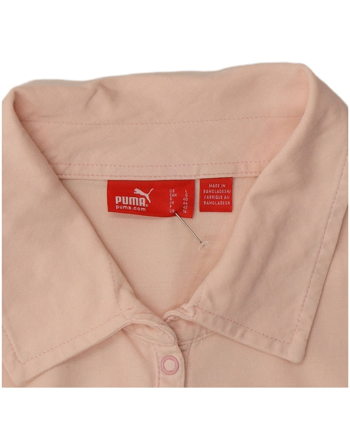 Puma Womens Long Sleeve Polo Shirt UK 14 Medium Pink