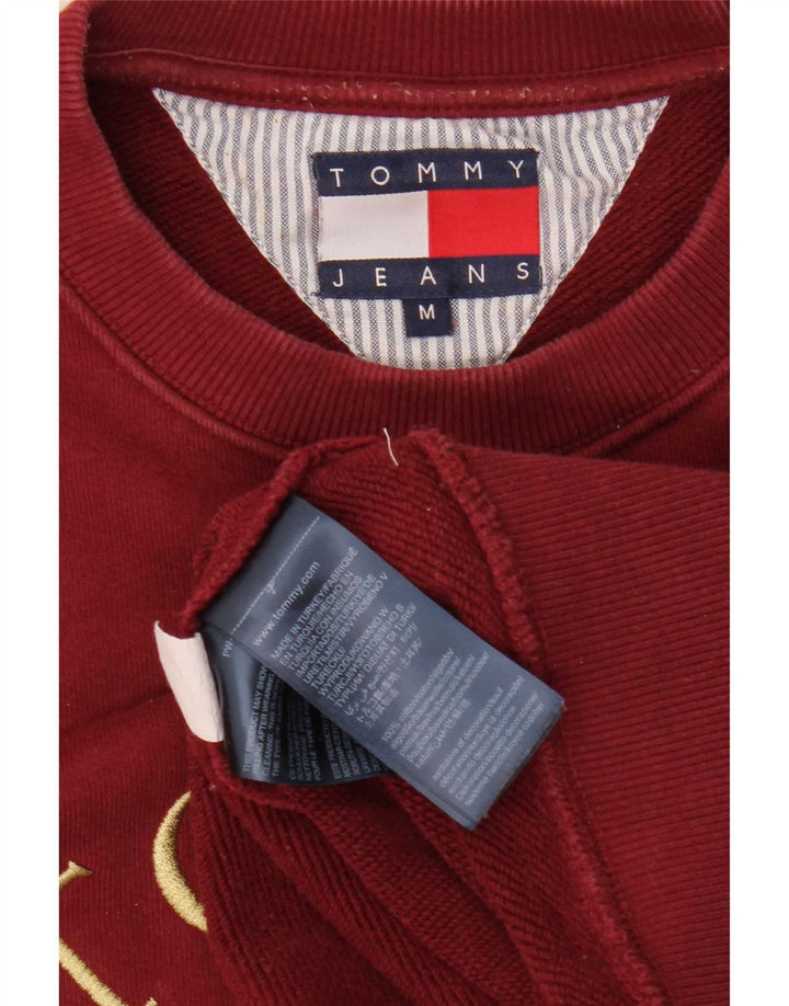 Tommy Hilfiger Mens Graphic Sweatshirt Jumper Medium Burgundy Cotton