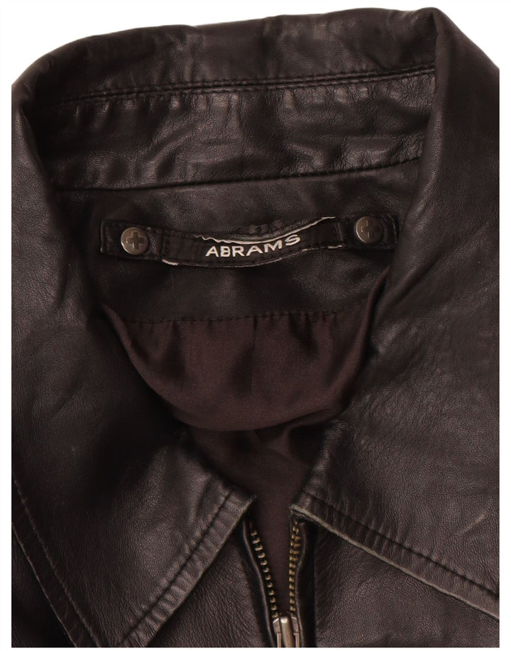 Abrams Mens Leather Jacket IT 52 XL Black Leather