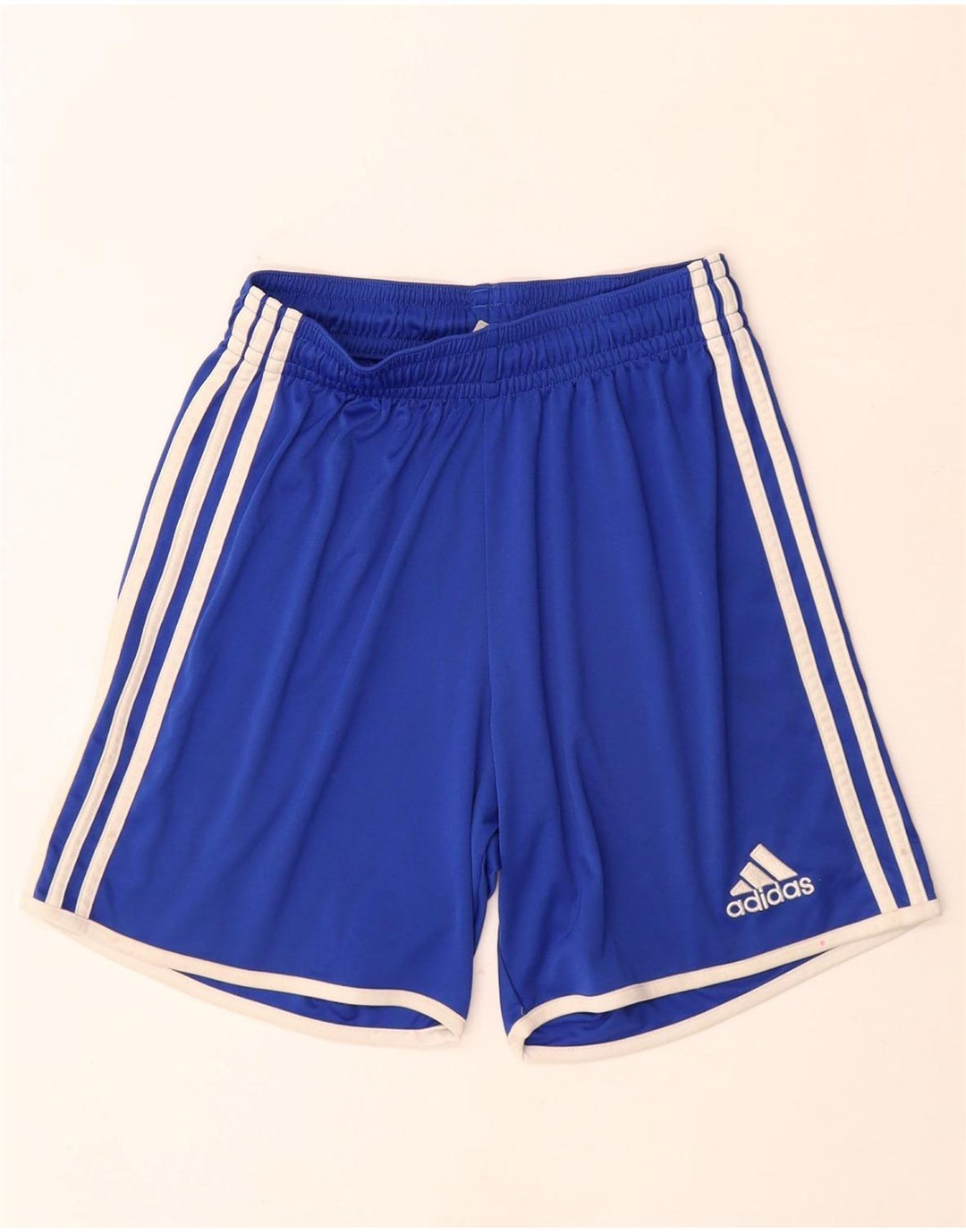 ADIDAS Boys Climalite Sport Shorts 9-10 Years Small Blue Polyester