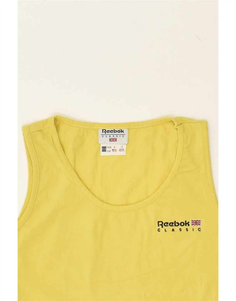 REEBOK Womens Vest Top UK 10 Small Yellow Cotton | Vintage Reebok | Thrift | Second-Hand Reebok | Used Clothing | Messina Hembry 