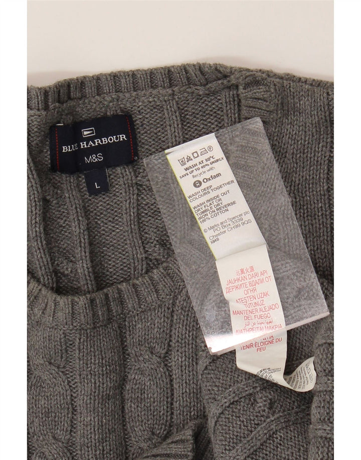 Marks & Spencer Mens Blue Harbour Crew Neck Jumper Sweater Large Grey