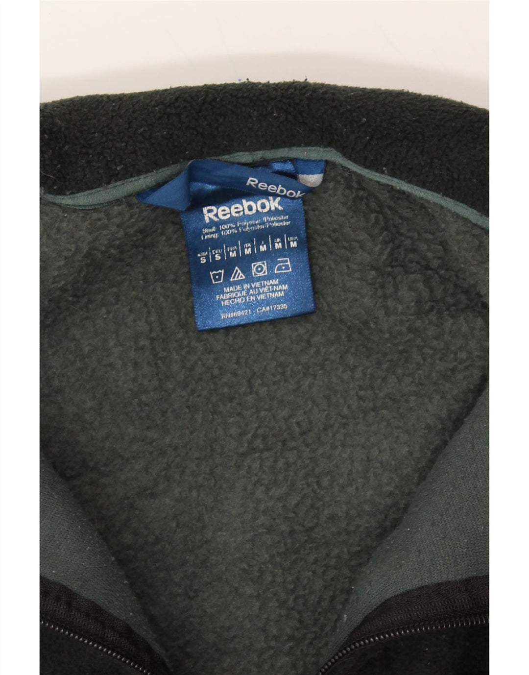 REEBOK Mens Fleece Jacket UK 38 Medium Green Polyester Vintage Reebok and Second-Hand Reebok from Messina Hembry 