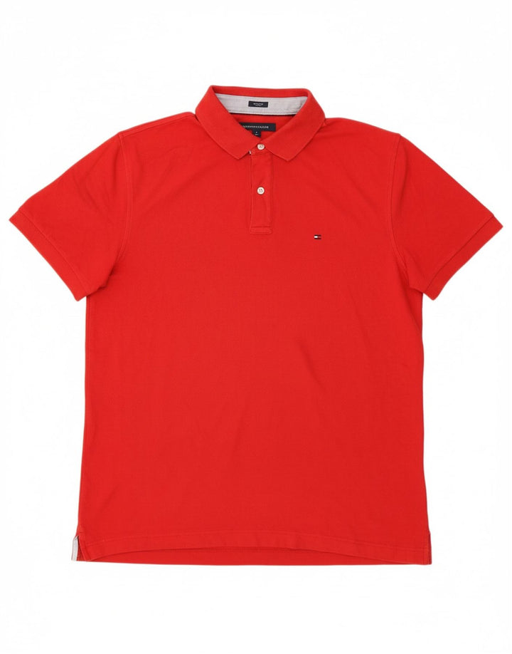 TOMMY HILFIGER Mens Custom Fit Polo Shirt Large Red Cotton