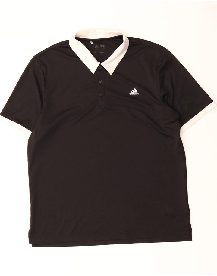 ADIDAS Mens Polo Shirt Large Black Colourblock Polyester