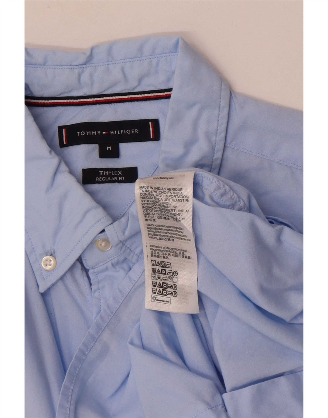 Tommy Hilfiger Mens Short Sleeve Regular Fit Shirt Medium Blue Cotton