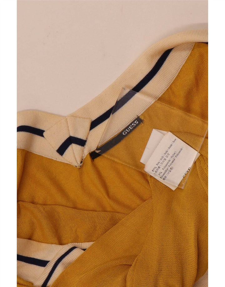 Guess Womens Graphic Halter Top UK 12 Medium Yellow Colourblock Silk