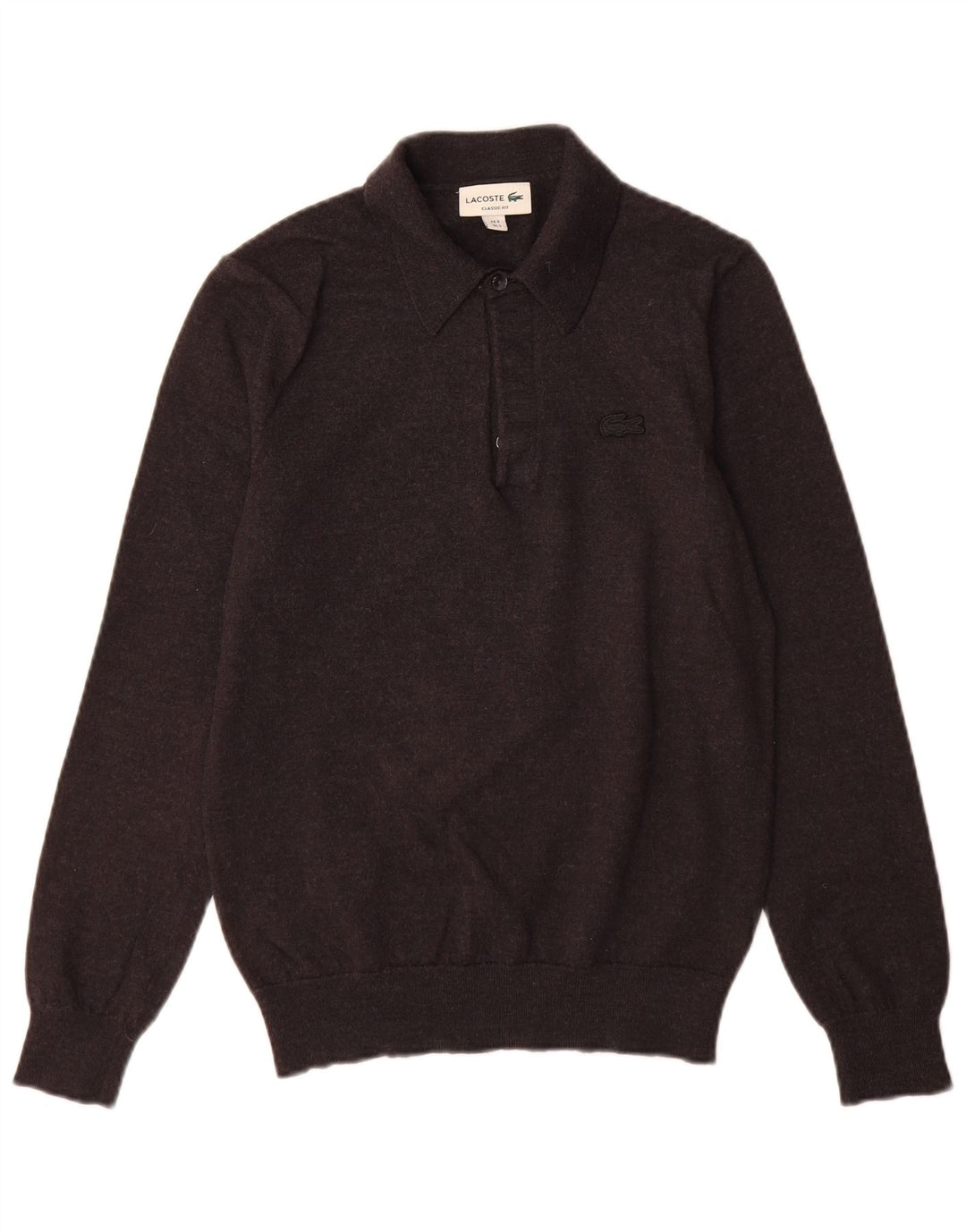 Lacoste Mens Classic Fit Polo Neck Jumper Sweater Size 3 Small Grey Wool