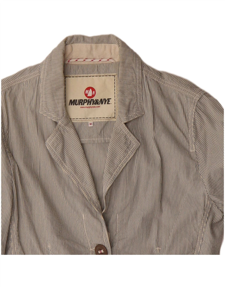 Murphy & Nye Womens 2 Button Blazer Jacket UK 14 Medium Grey Pinstripe