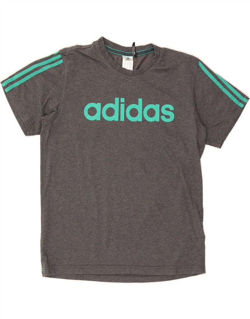 ADIDAS Mens Climalite Graphic T-Shirt Top Medium Grey Cotton Vintage Adidas and Second-Hand Adidas from Messina Hembry 