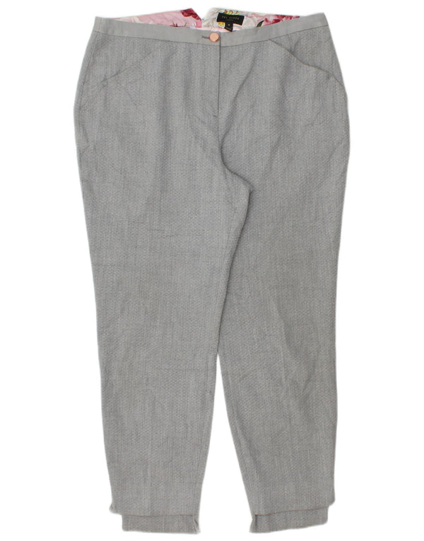 Ted Baker Womens Tapered Casual Trousers Size 4 Large W34 L27 Grey