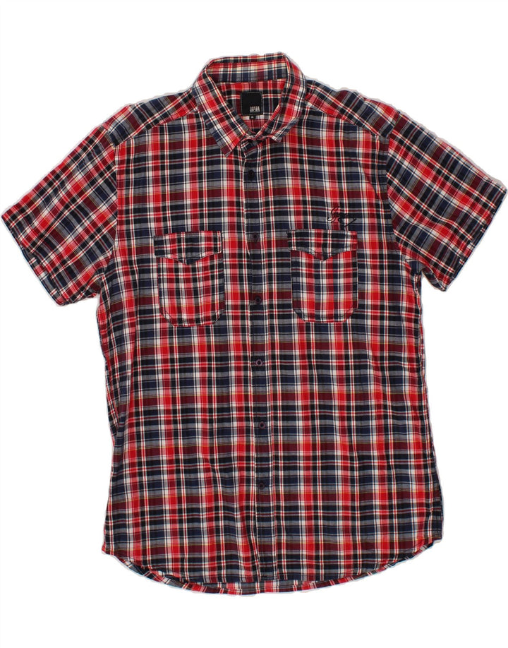 JACK & JONES Mens Graphic Short Sleeve Shirt XL Red Check Cotton Vintage Jack & Jones and Second-Hand Jack & Jones from Messina Hembry 