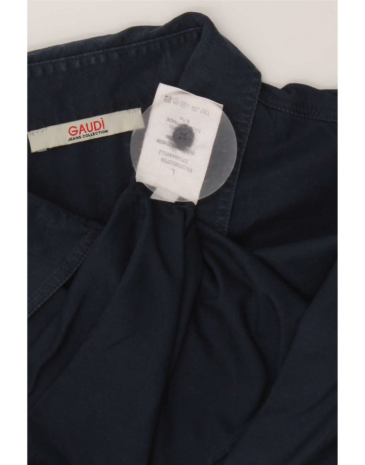 Gaudi Womens Short Sleeve Shirt Large Navy Blue Cotton
