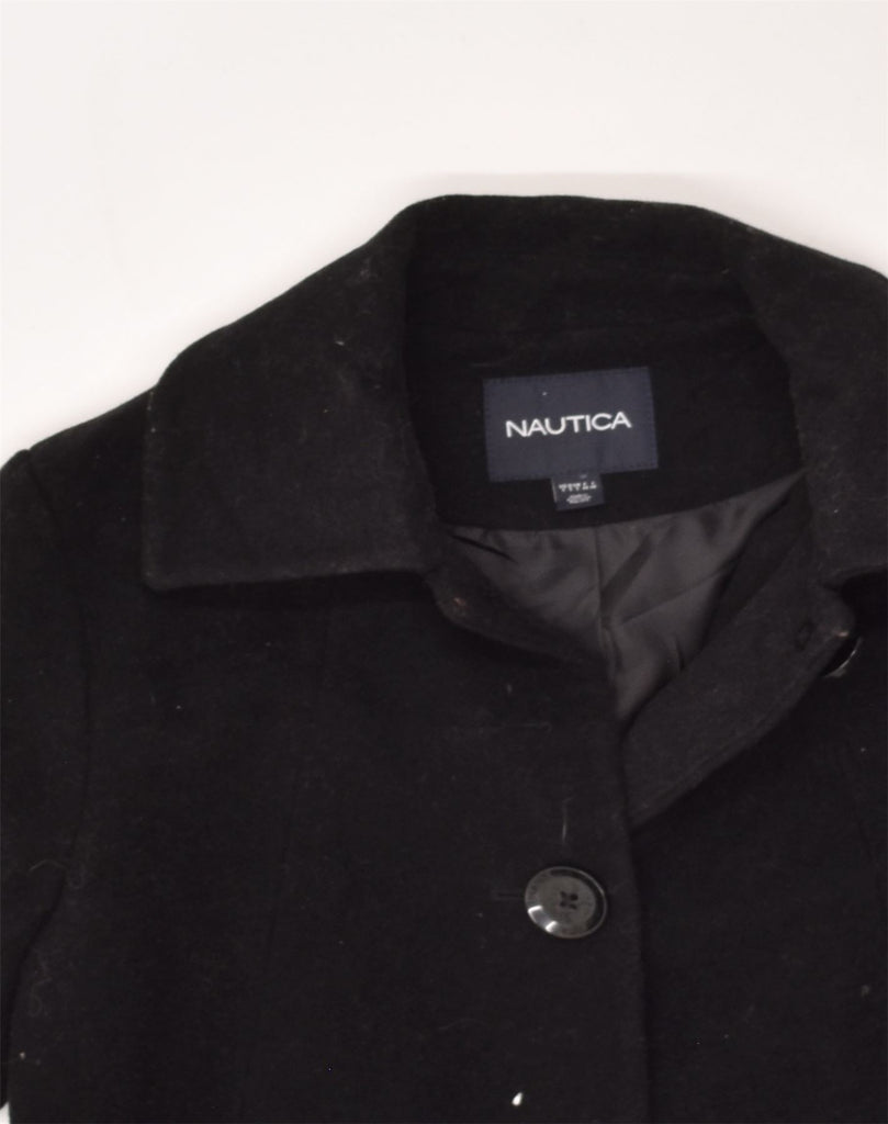 NAUTICA Womens Slim Fit Overcoat UK 12 Medium Black Wool | Vintage Nautica | Thrift | Second-Hand Nautica | Used Clothing | Messina Hembry 