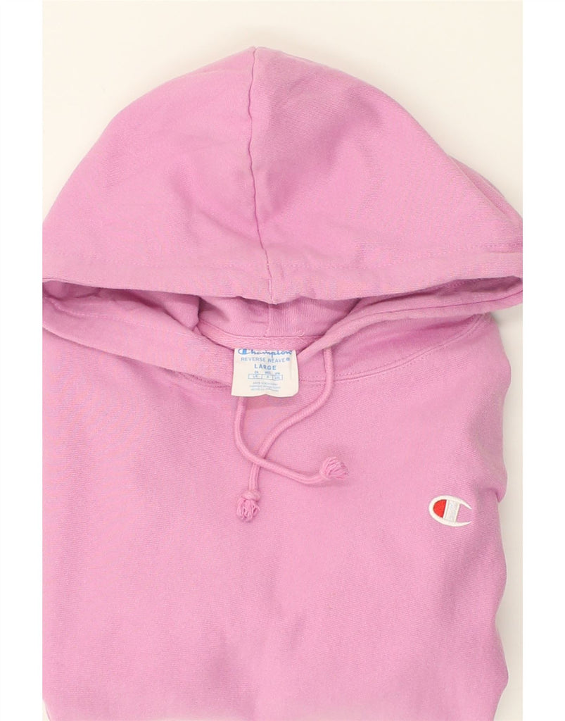 CHAMPION Womens Hoodie Jumper UK 16 Large Pink Cotton | Vintage Champion | Thrift | Second-Hand Champion | Used Clothing | Messina Hembry 