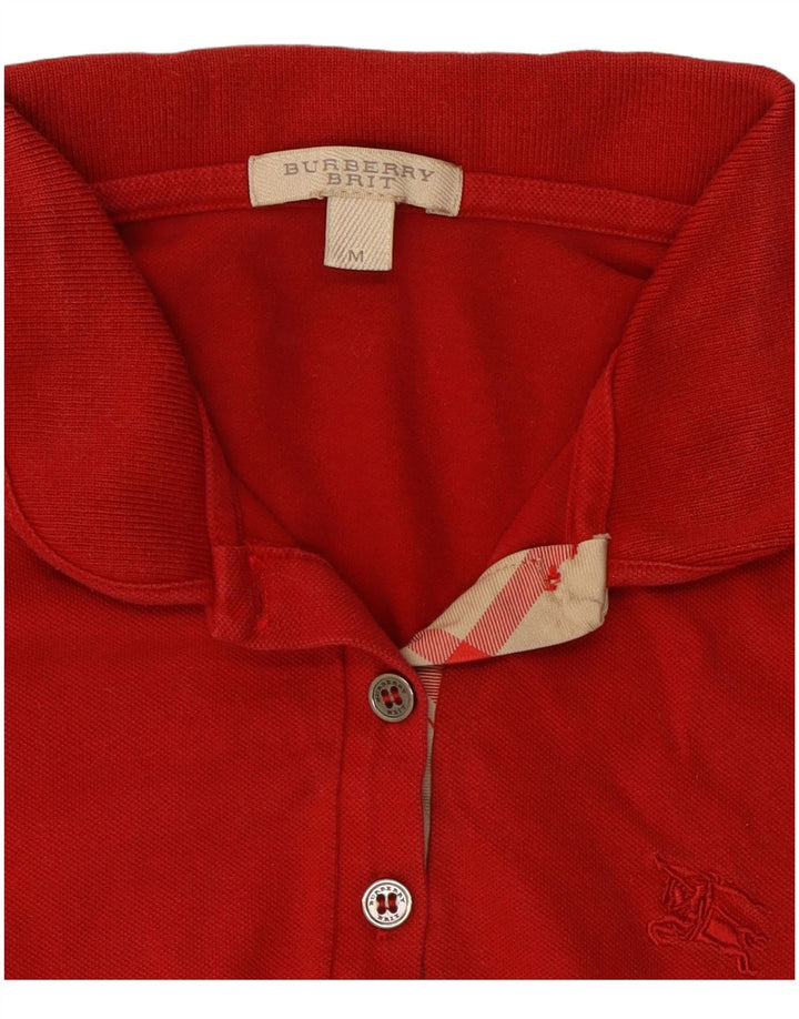Burberry Womens BRIT Polo Shirt UK 12 Medium Red