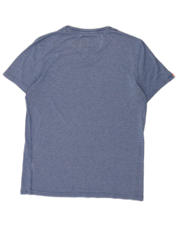 Superdry Mens Graphic T-Shirt Top Large Blue Flecked Cotton