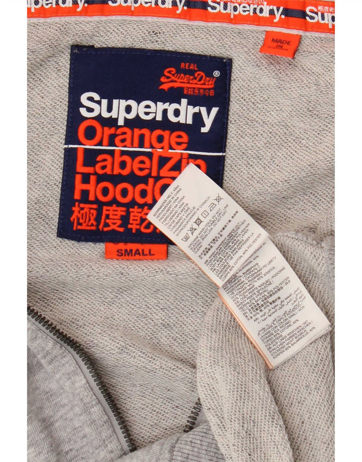 Superdry Mens Zip Hoodie Sweater Small Grey Flecked Cotton
