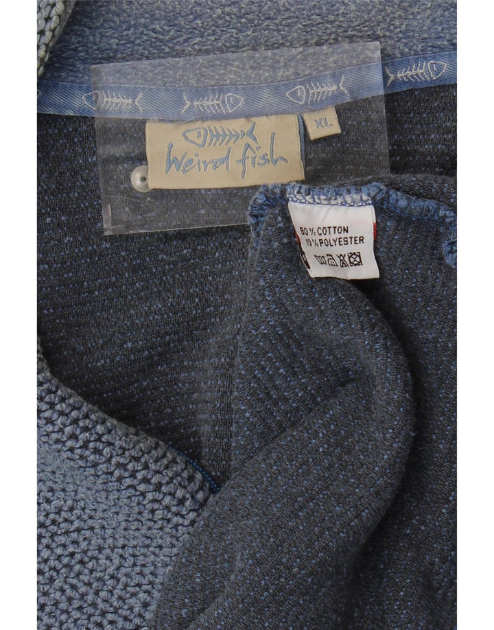 Weird Fish Mens Zip Neck Sweatshirt Jumper XL Blue Cotton