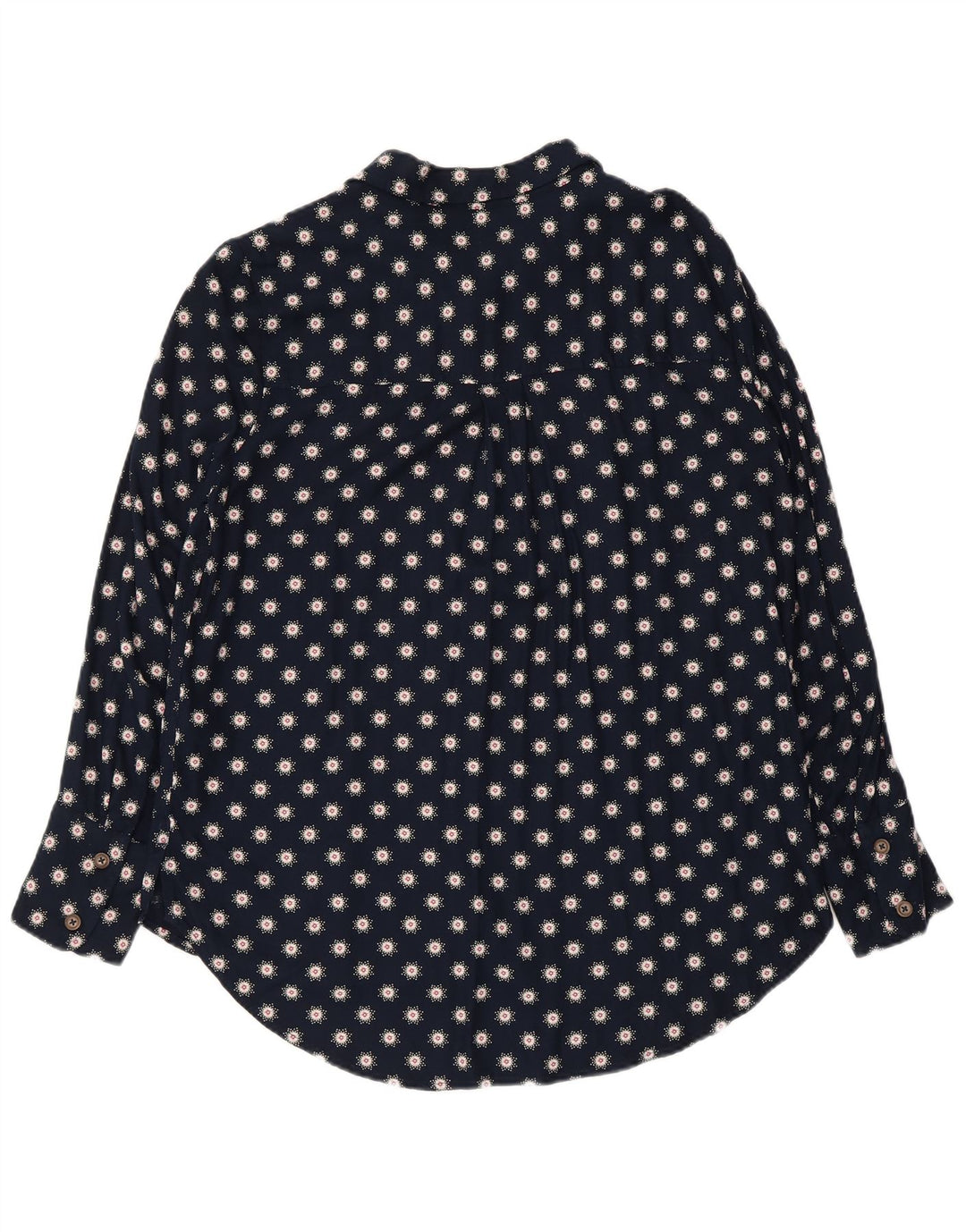 Marks & Spencer Womens Shirt Blouse UK 12 Medium  Navy Blue Floral Viscose