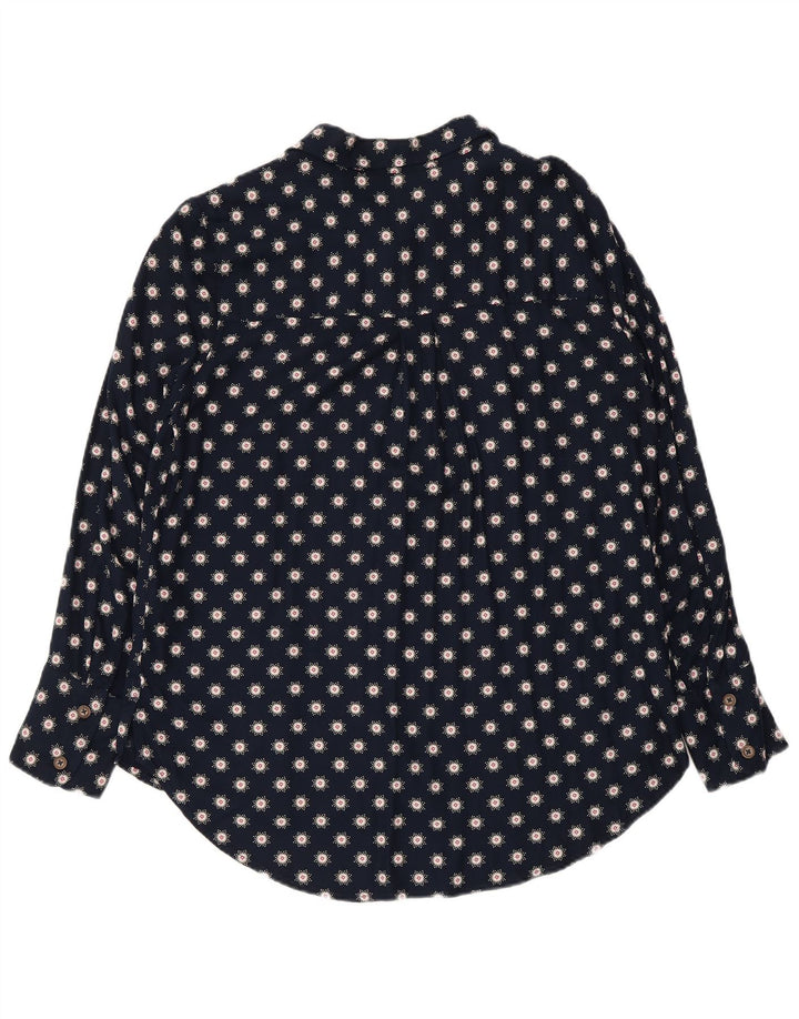Marks & Spencer Womens Shirt Blouse UK 12 Medium  Navy Blue Floral Viscose