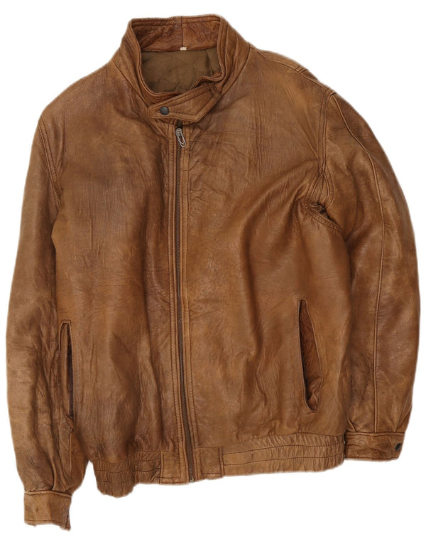 Vintage Mens Leather Jacket IT 48 Medium Brown