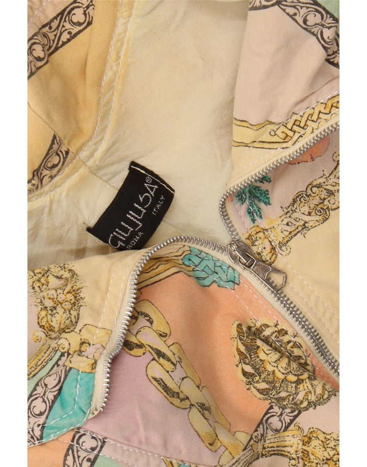 Vintage Womens Crop Bomber Jacket UK 12 Medium Multicoloured Floral Cotton