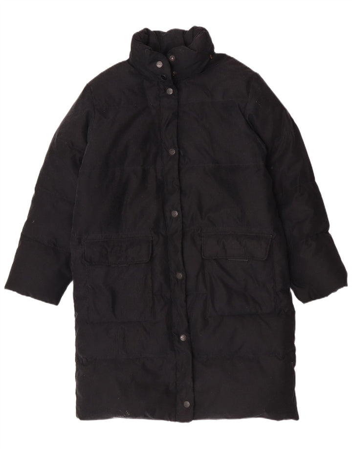 Belfe Womens Hooded Loose Fit Padded Coat IT 40 Small Black Polyester