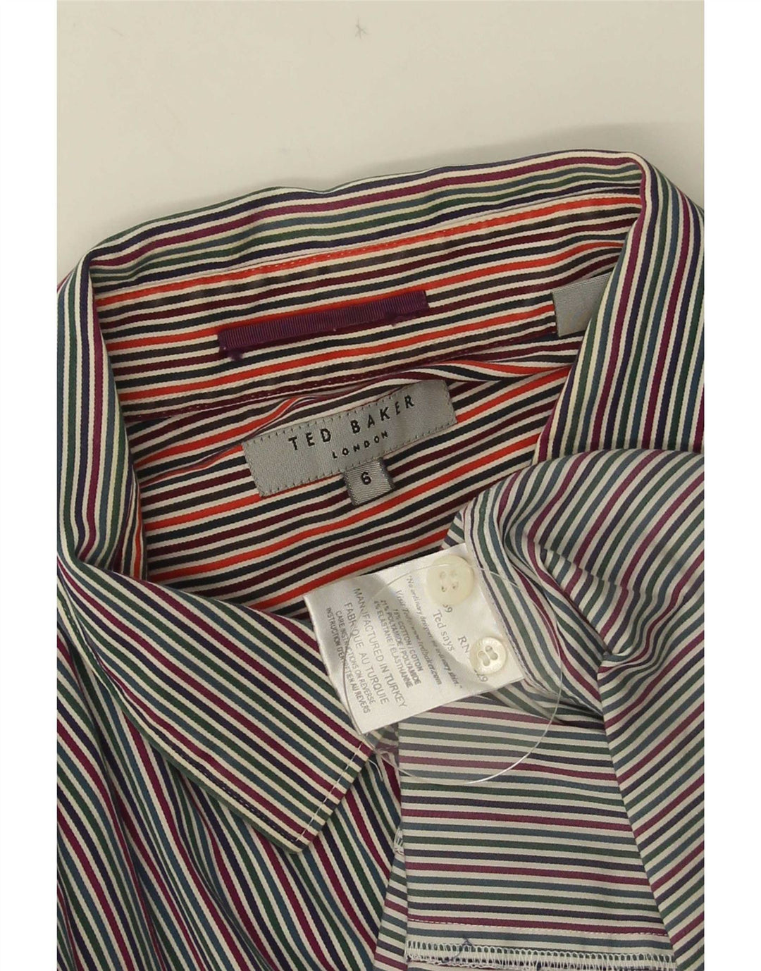 Ted Baker Mens Shirt Size 6 2XL Multicoloured Pinstripe Cotton