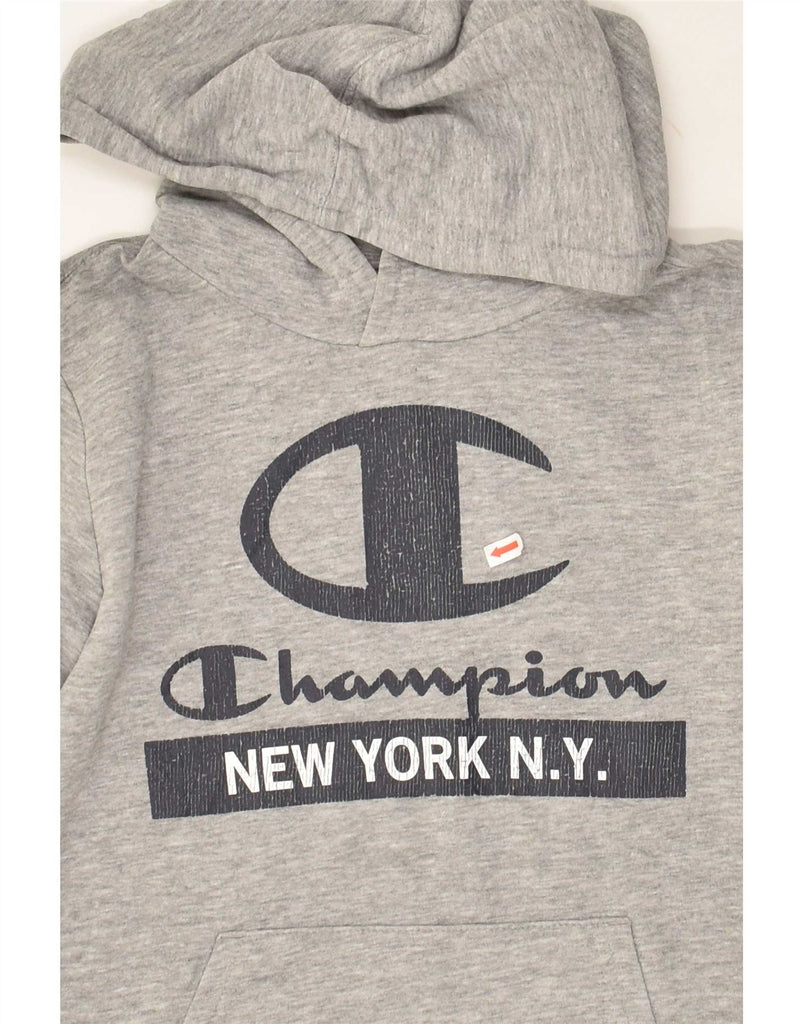 CHAMPION Boys Graphic Hoodie Jumper 11-12 Years Large  Grey Cotton Vintage Champion and Second-Hand Champion from Messina Hembry 