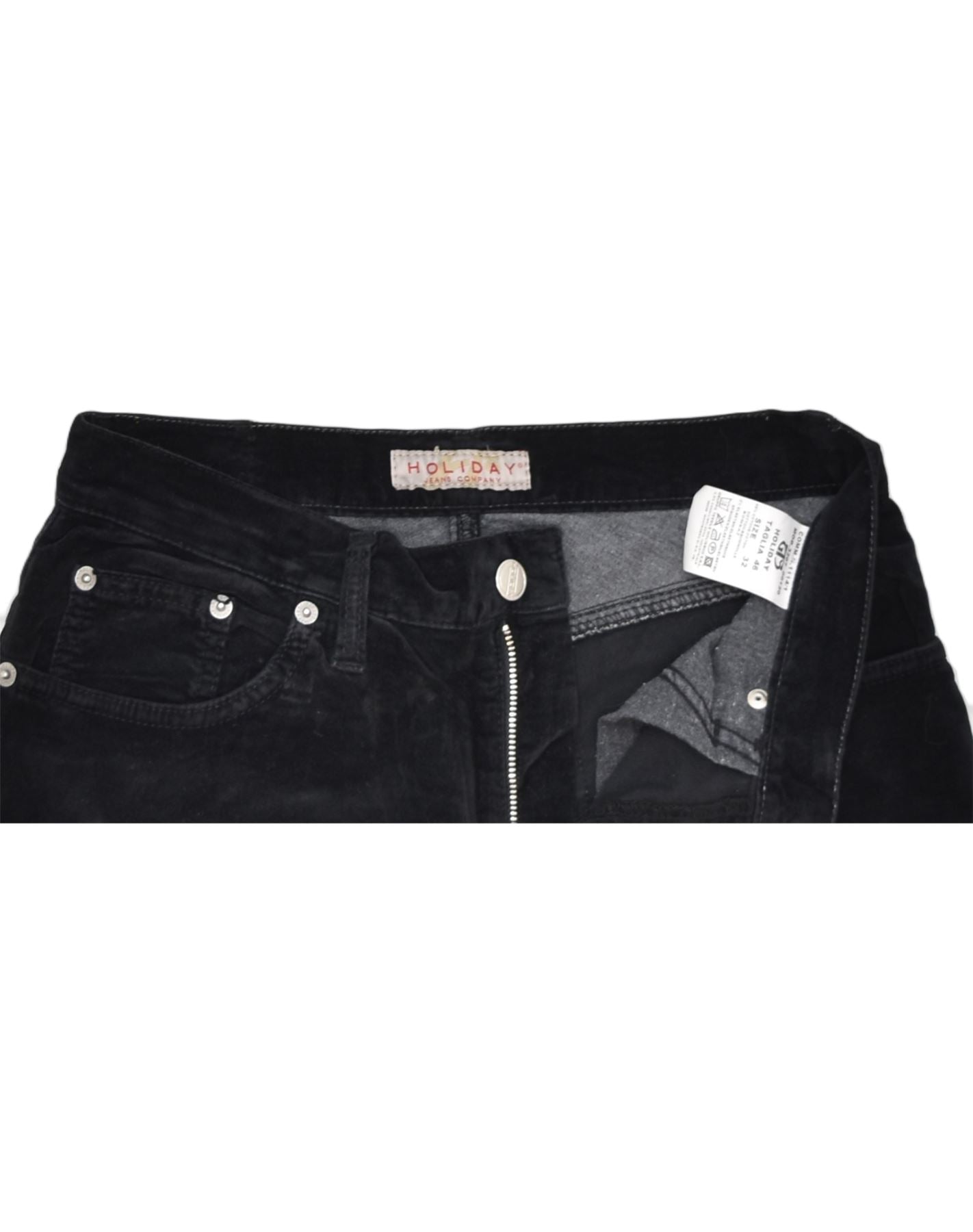 HOLIDAY Womens Velvet Cropped Trousers W32 L26 Black Cotton, Vintage &  Second-Hand Clothing Online