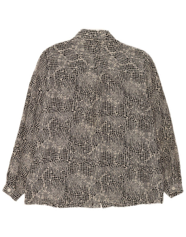 cherie Womens Shirt IT 46 Large Black Animal Print Silk