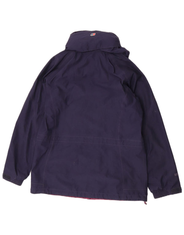 Berghaus Womens Hooded Rain Jacket UK 12 Medium Navy Blue Polyester