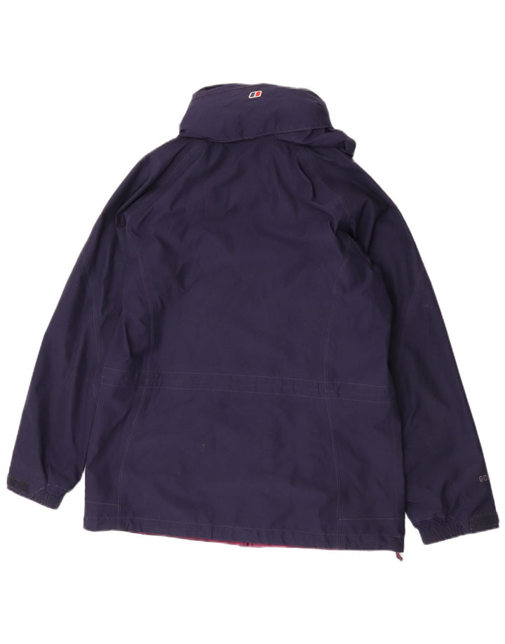 Berghaus Womens Hooded Rain Jacket UK 12 Medium Navy Blue Polyester