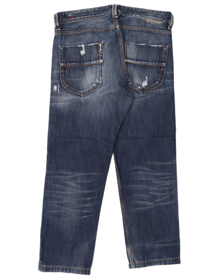 DIESEL Mens Heeven Distressed Straight Jeans W32 L27 Blue Cotton