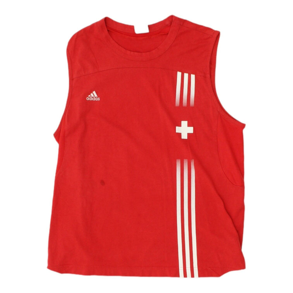 Switzerland Mens Red Sleeveless World Cup 06 Adidas Training Tank Top | Football | Vintage Messina Hembry | Thrift | Second-Hand Messina Hembry | Used Clothing | Messina Hembry 